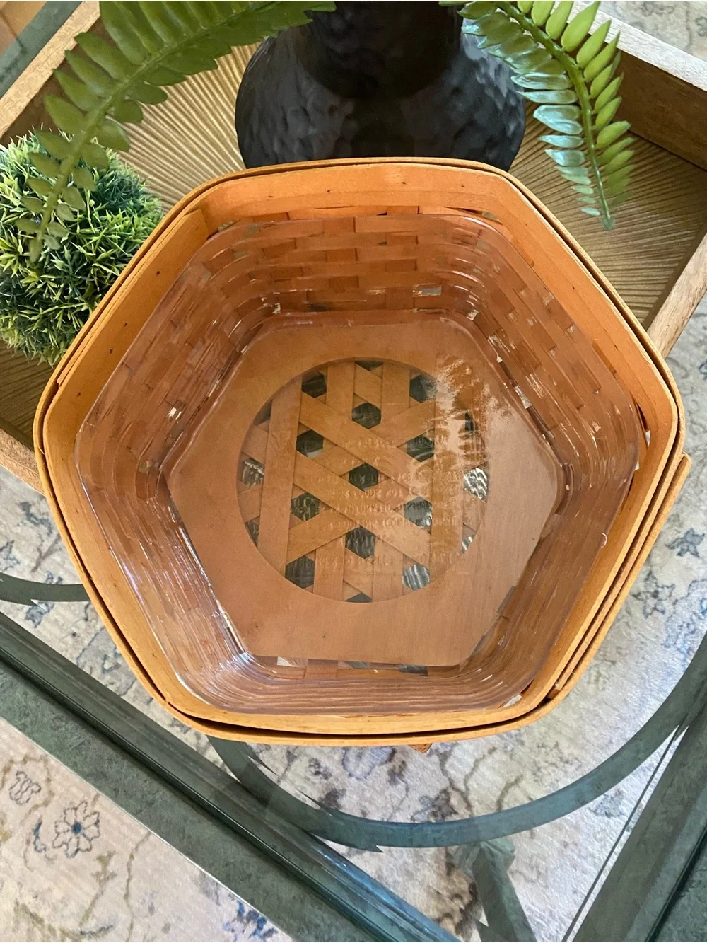 EUC LONGABERGER GENERATIONS HEXAGON BASKET W LINER